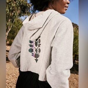 Free People Movement Half Time Reflective Logo Hoodie Grey